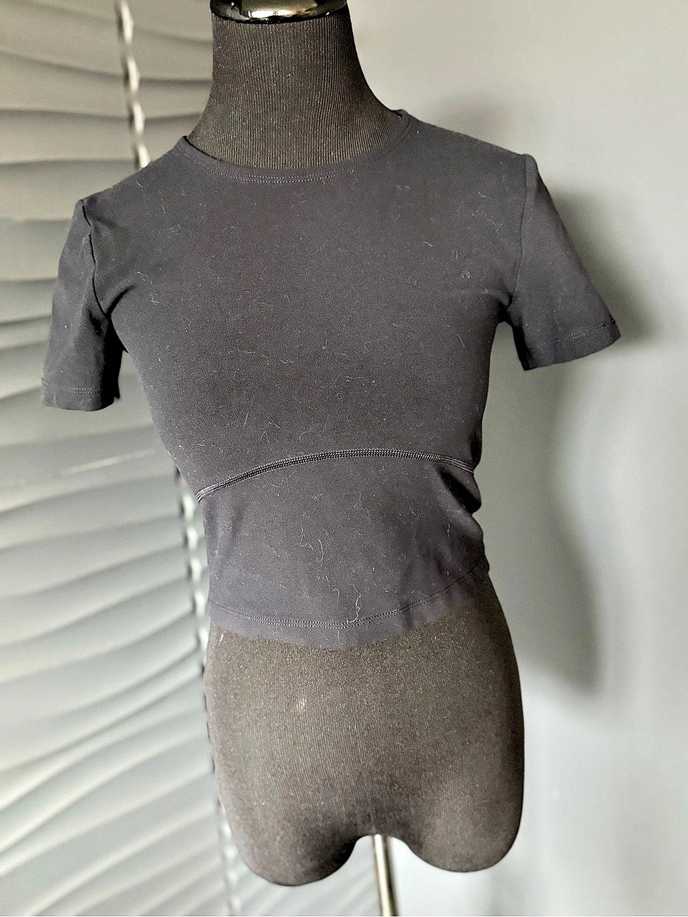 GOLDEN Short Sleeve Top in Black Size Small Like New